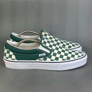 Vans Classic Slip-On 'Checkerboard - Green' sneaker shoes mens size  9.5